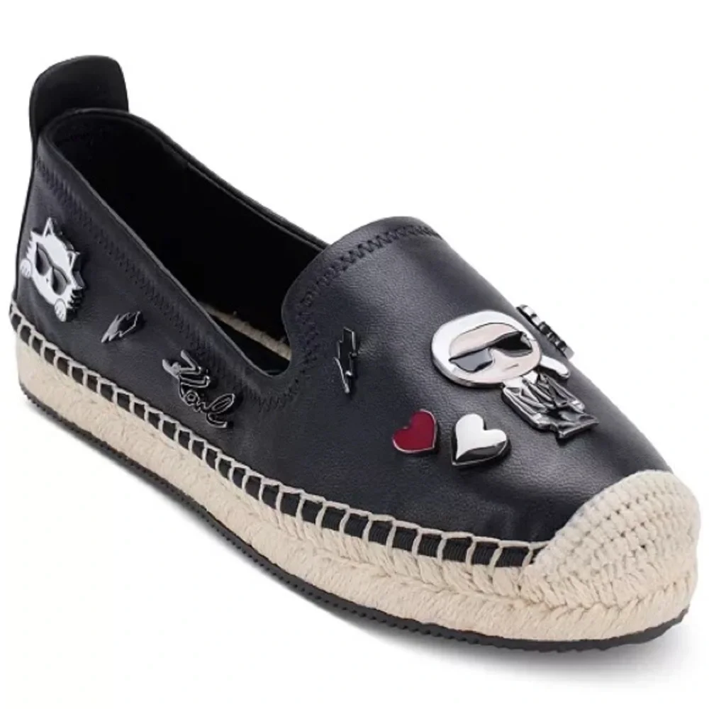 Karl Lagerfeld Paris Women's Michaela Embellished Slip-On Espadrille Flats 7.5